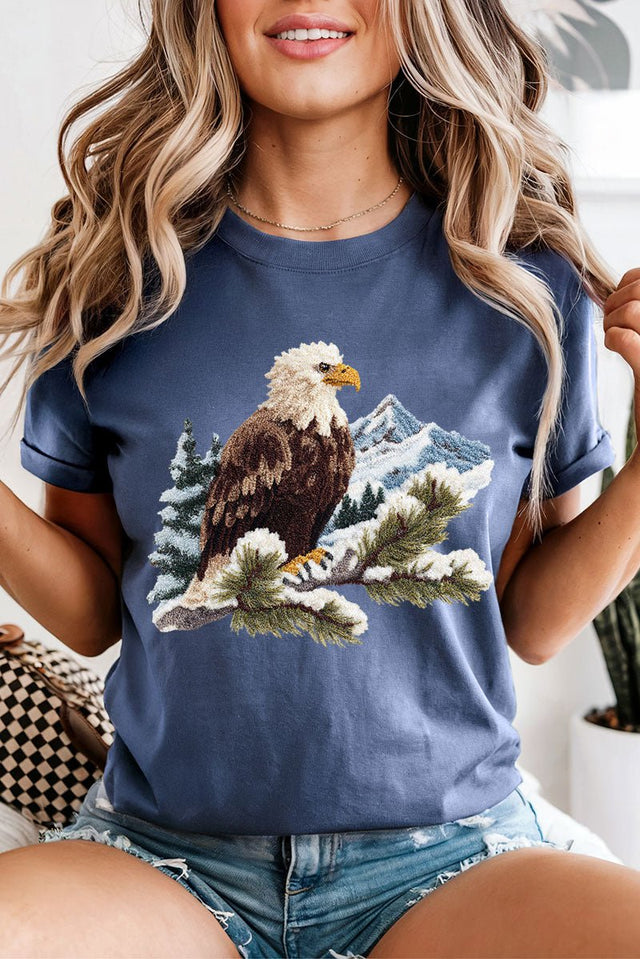Faux Yarn Winter Eagle Comfort Colors Adult Ring - Spun Cotton Tee - Wholesale Accessory Market