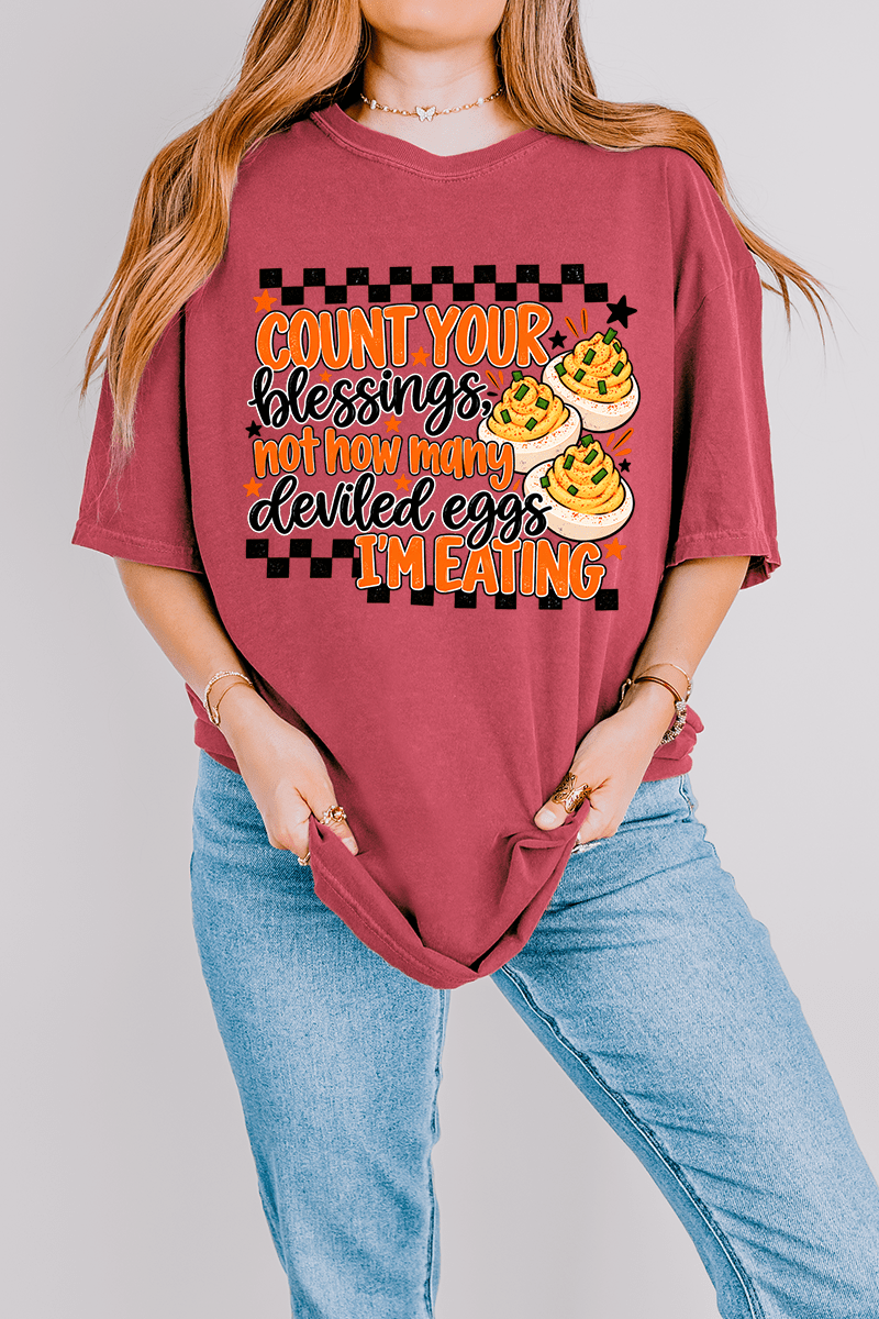 Count Blessings Not Deviled Eggs Comfort Colors Adult Ring-Spun Cotton Tee - Wholesale Accessory Market