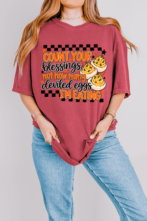 Count Blessings Not Deviled Eggs Comfort Colors Adult Ring-Spun Cotton Tee - Wholesale Accessory Market