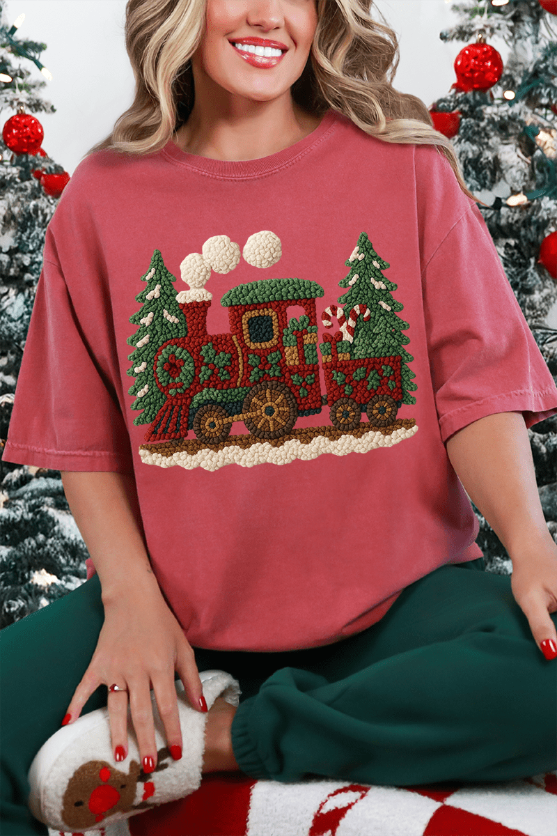 Faux Yarn Mistletoe Express Comfort Colors Adult Ring - Spun Cotton Tee - Wholesale Accessory Market