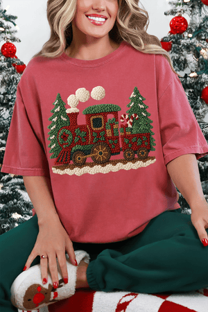 Faux Yarn Mistletoe Express Comfort Colors Adult Ring - Spun Cotton Tee - Wholesale Accessory Market