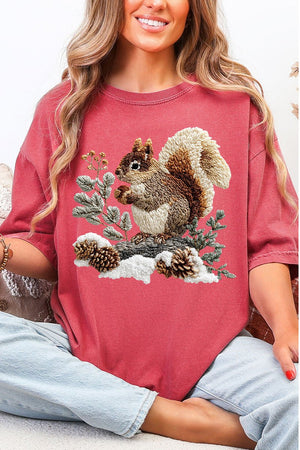 Faux Yarn Winter Squirrel Comfort Colors Adult Ring - Spun Cotton Tee - Wholesale Accessory Market