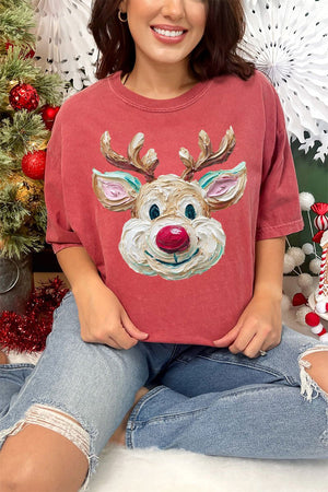 The Colorful Painted Deer Comfort Colors Adult Ring - Spun Cotton Tee - Wholesale Accessory Market