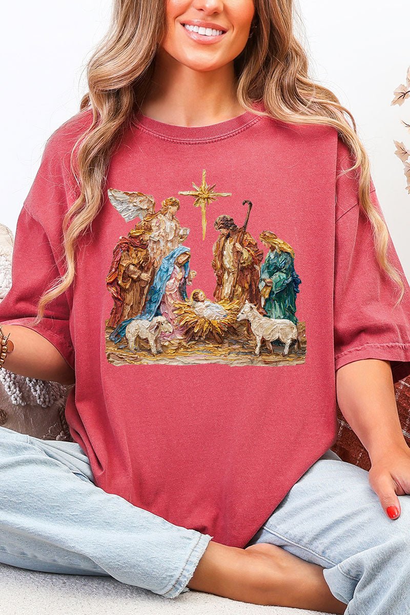The Painted Nativity Scene Comfort Colors Adult Ring - Spun Cotton Tee - Wholesale Accessory Market