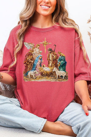 The Painted Nativity Scene Comfort Colors Adult Ring - Spun Cotton Tee - Wholesale Accessory Market