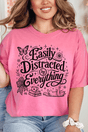 Black Easily Distracted By Everything Comfort Colors Adult Ring-Spun Cotton Tee - Wholesale Accessory Market