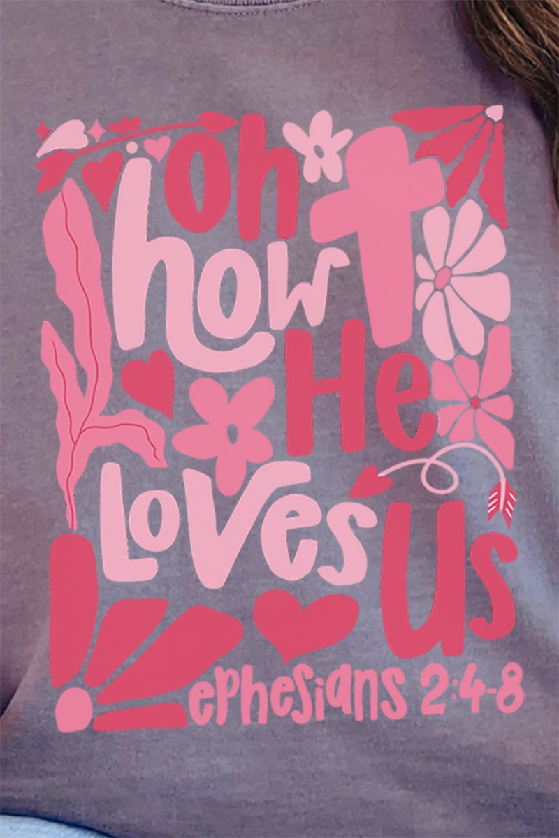 Boho Cross How He Loves Us Comfort Colors Adult Ring - Spun Cotton Tee - Wholesale Accessory Market
