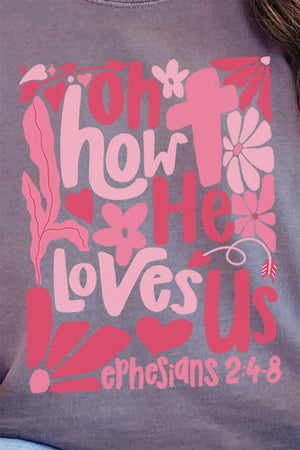 Boho Cross How He Loves Us Comfort Colors Adult Ring - Spun Cotton Tee - Wholesale Accessory Market