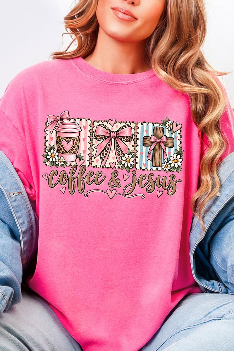Coffee & Jesus Coquette Comfort Colors Adult Ring-Spun Cotton Tee - Wholesale Accessory Market
