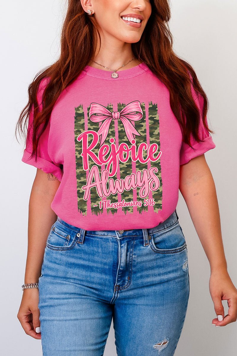 Rejoice Always Girly Camo Comfort Colors Adult Ring-Spun Cotton Tee - Wholesale Accessory Market