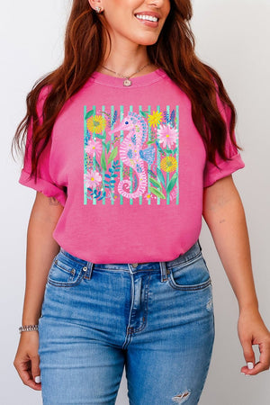 Seahorse Coastal Garden Comfort Colors Adult Ring - Spun Cotton Tee - Wholesale Accessory Market