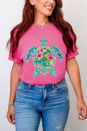 Seaside Sparkle Turtle Comfort Colors Adult Ring - Spun Cotton Tee - Wholesale Accessory Market