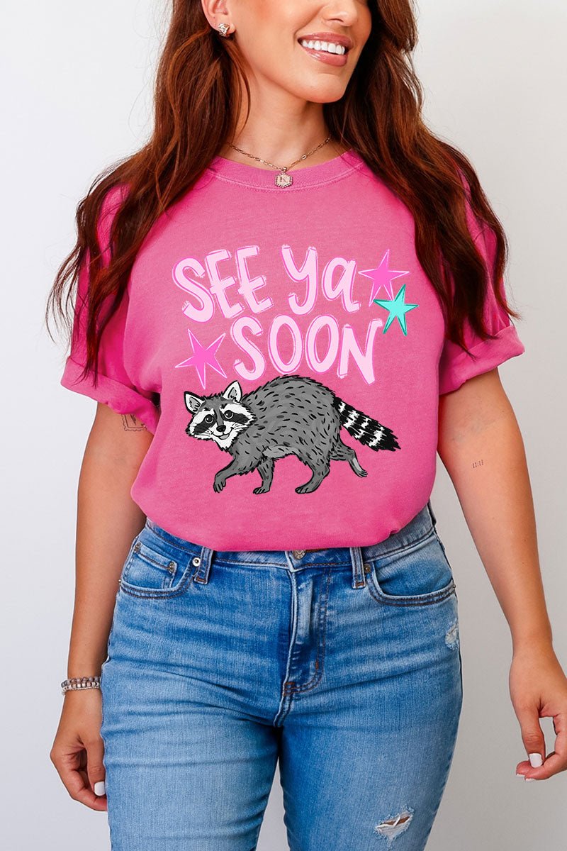 See You Soon Raccoon Full Front & Back Design Comfort Colors Adult Ring - Spun Cotton Tee - Wholesale Accessory Market