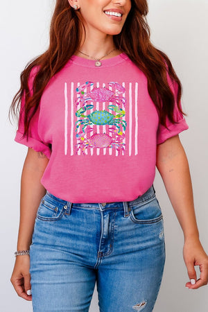 Striped Crabby Crew Comfort Colors Adult Ring - Spun Cotton Tee - Wholesale Accessory Market