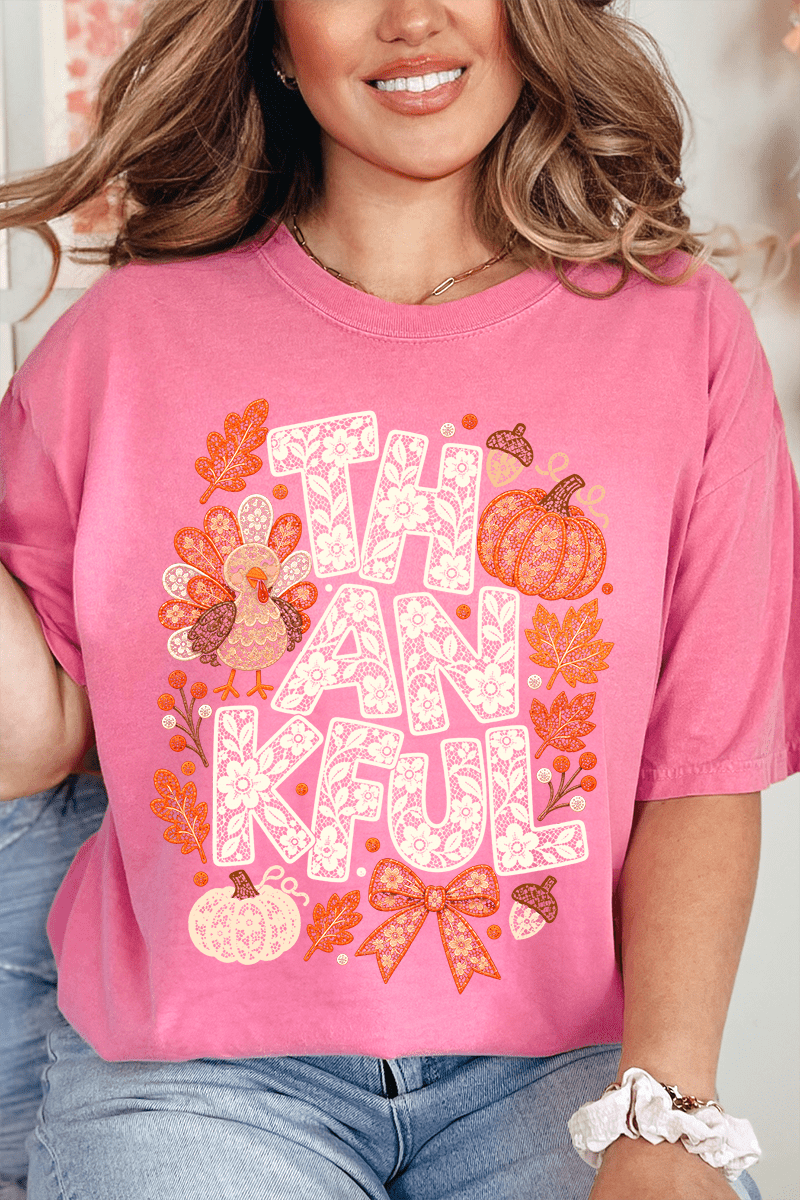 Thankful Lacework Comfort Colors Adult Ring-Spun Cotton Tee - Wholesale Accessory Market