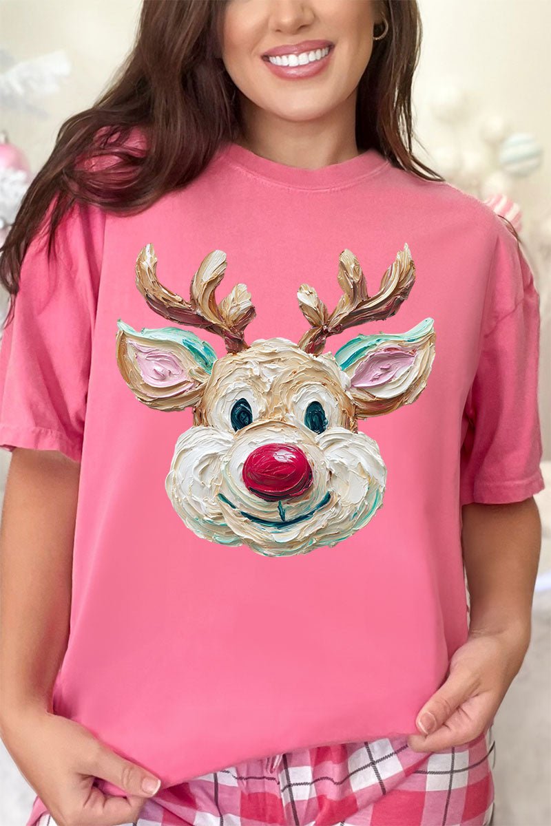 The Colorful Painted Deer Comfort Colors Adult Ring - Spun Cotton Tee - Wholesale Accessory Market
