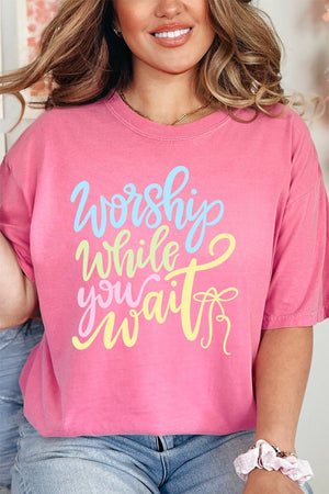 Worship While You Wait Comfort Colors Adult Ring - Spun Cotton Tee - Wholesale Accessory Market