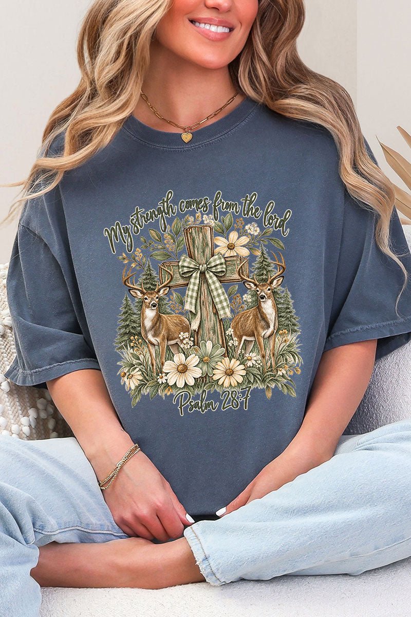 My Strength Woodland Deer Comfort Colors Adult Ring-Spun Cotton Tee - Wholesale Accessory Market