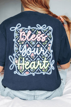 Spring Coquette Bless Your Heart Front & Back Comfort Colors Adult Ring - Spun Cotton Tee - Wholesale Accessory Market