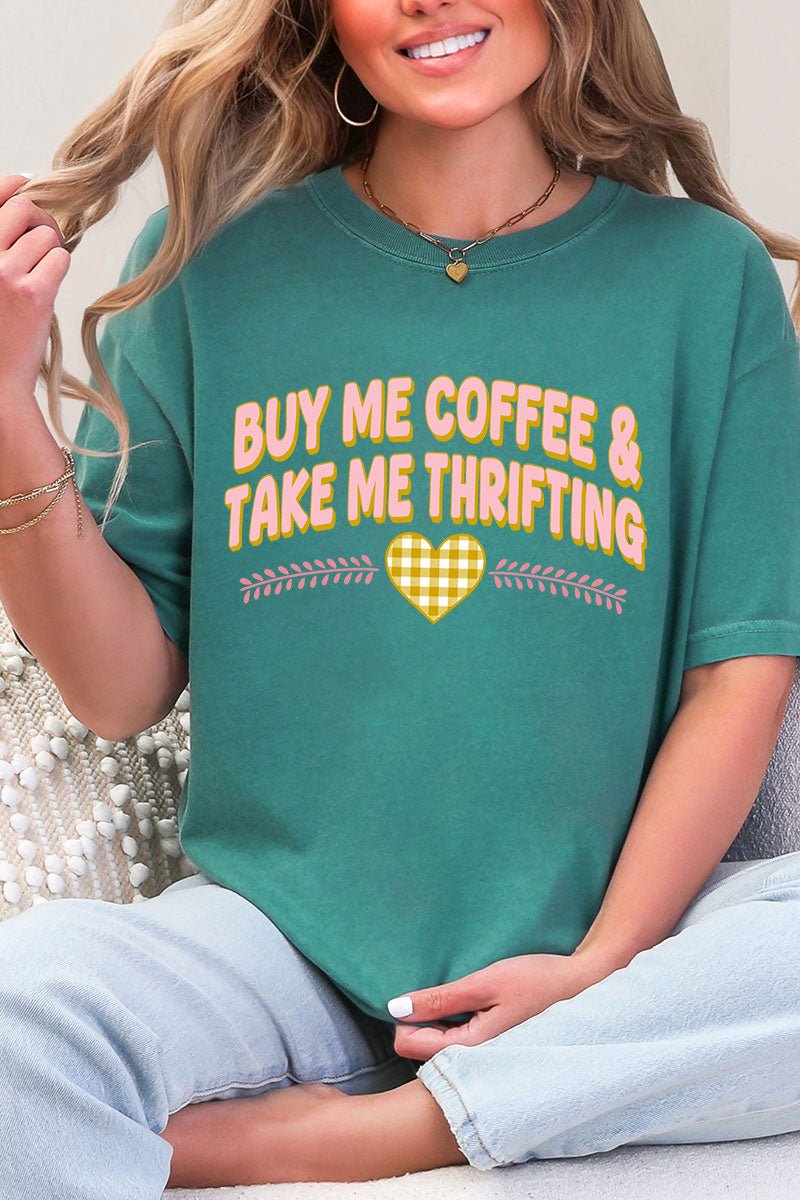 Buy Me Coffee & Take Me Thrifting Comfort Colors Adult Ring - Spun Cotton Tee - Wholesale Accessory Market