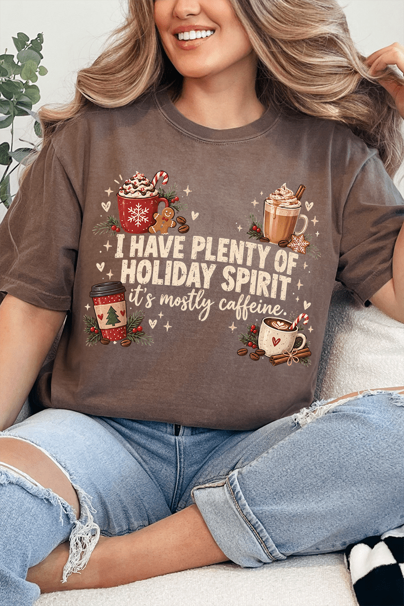 Caffeinated Holiday Spirit Comfort Colors Adult Ring-Spun Cotton Tee - Wholesale Accessory Market