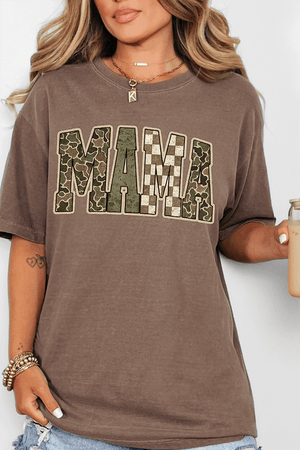 Camo Checkered Mama Comfort Colors Adult Ring - Spun Cotton Tee - Wholesale Accessory Market