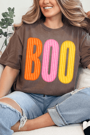 Candy Stripe Boo Comfort Colors Adult Ring-Spun Cotton Tee - Wholesale Accessory Market