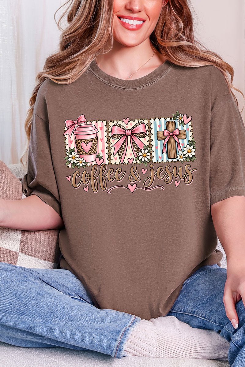 Coffee & Jesus Coquette Comfort Colors Adult Ring-Spun Cotton Tee - Wholesale Accessory Market