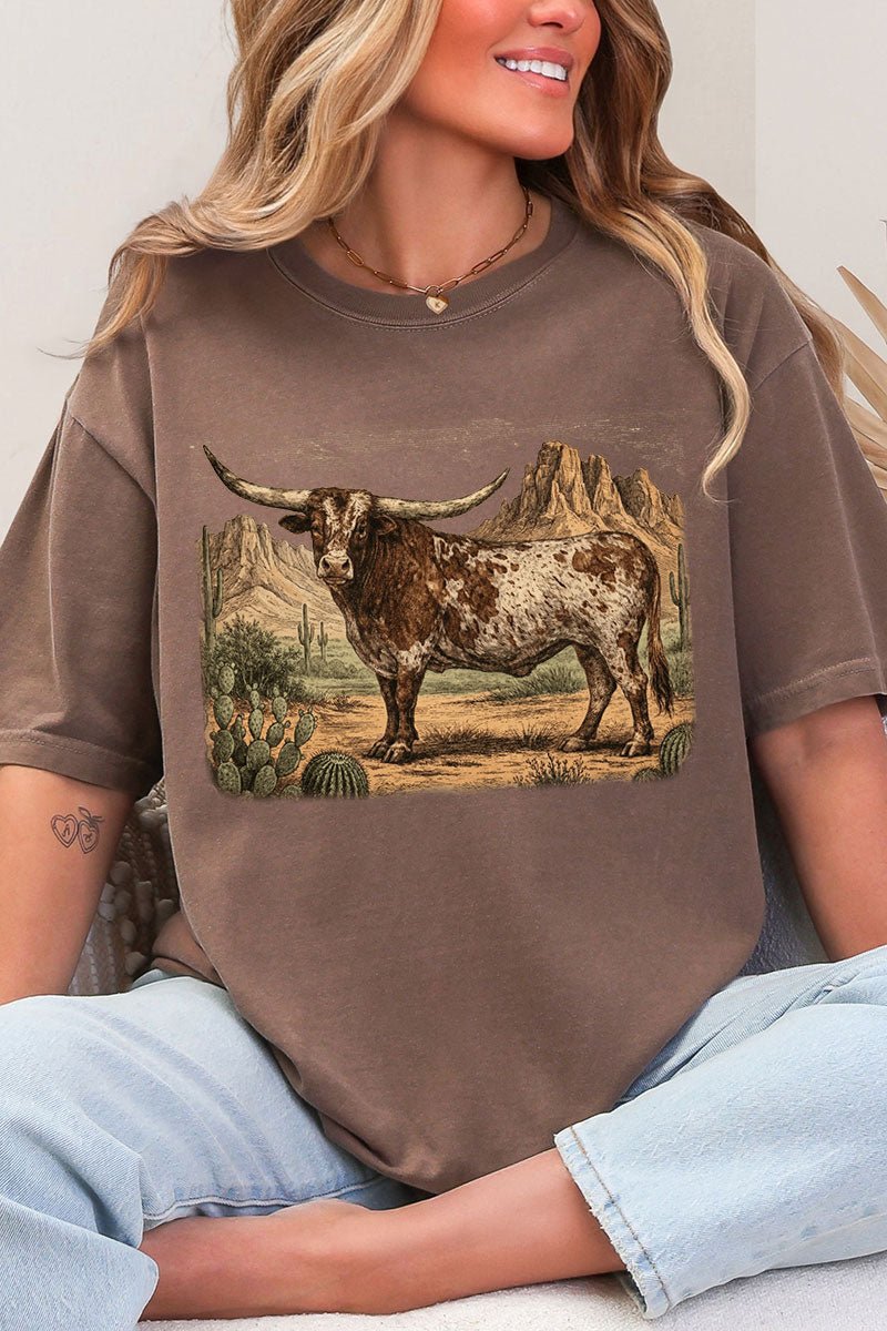 Desert Monarch Longhorn Comfort Colors Adult Ring - Spun Cotton Tee - Wholesale Accessory Market