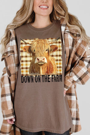 Down On The Farm Highland Cow Comfort Colors Adult Ring - Spun Cotton Tee - Wholesale Accessory Market