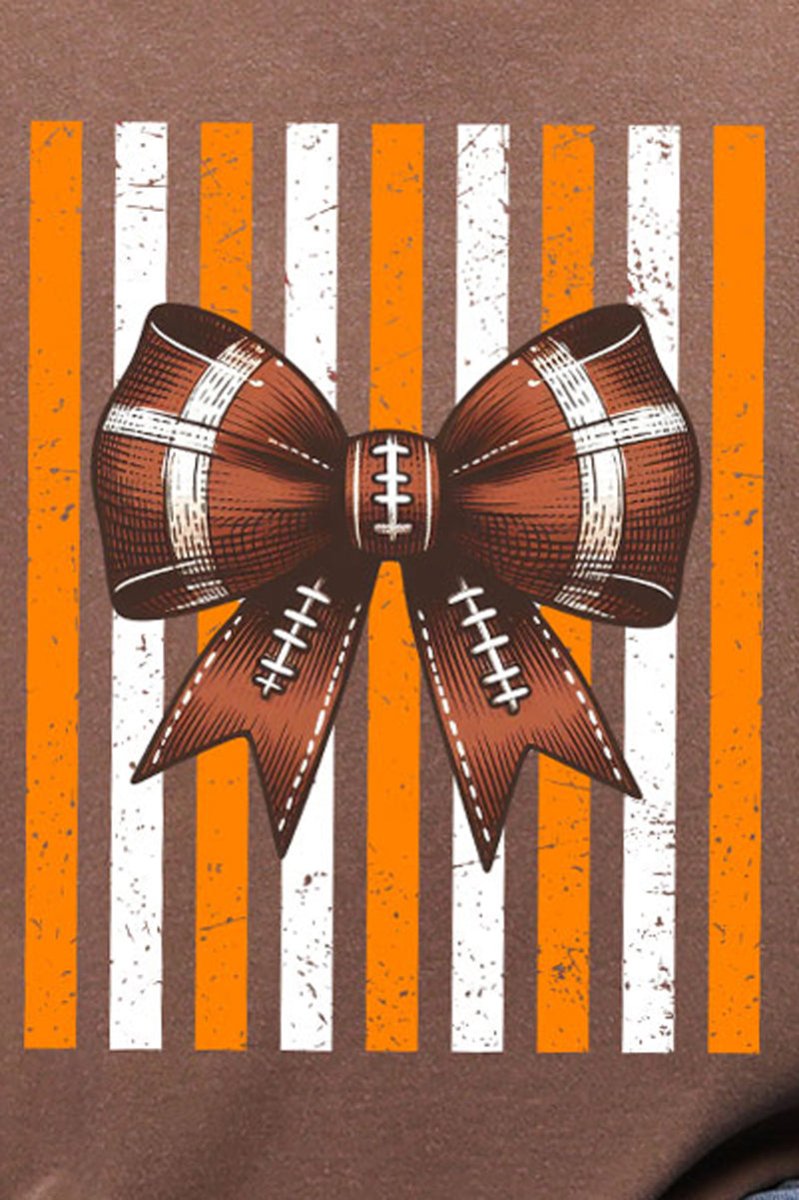 Fiery Orange & White Varsity Bow Comfort Colors Adult Ring-Spun Cotton Tee - Wholesale Accessory Market