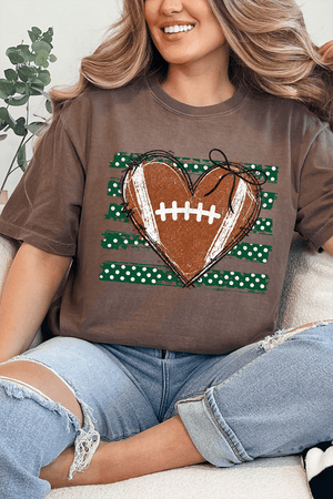 Green Football Sweetheart Comfort Colors Adult Ring-Spun Cotton Tee - Wholesale Accessory Market