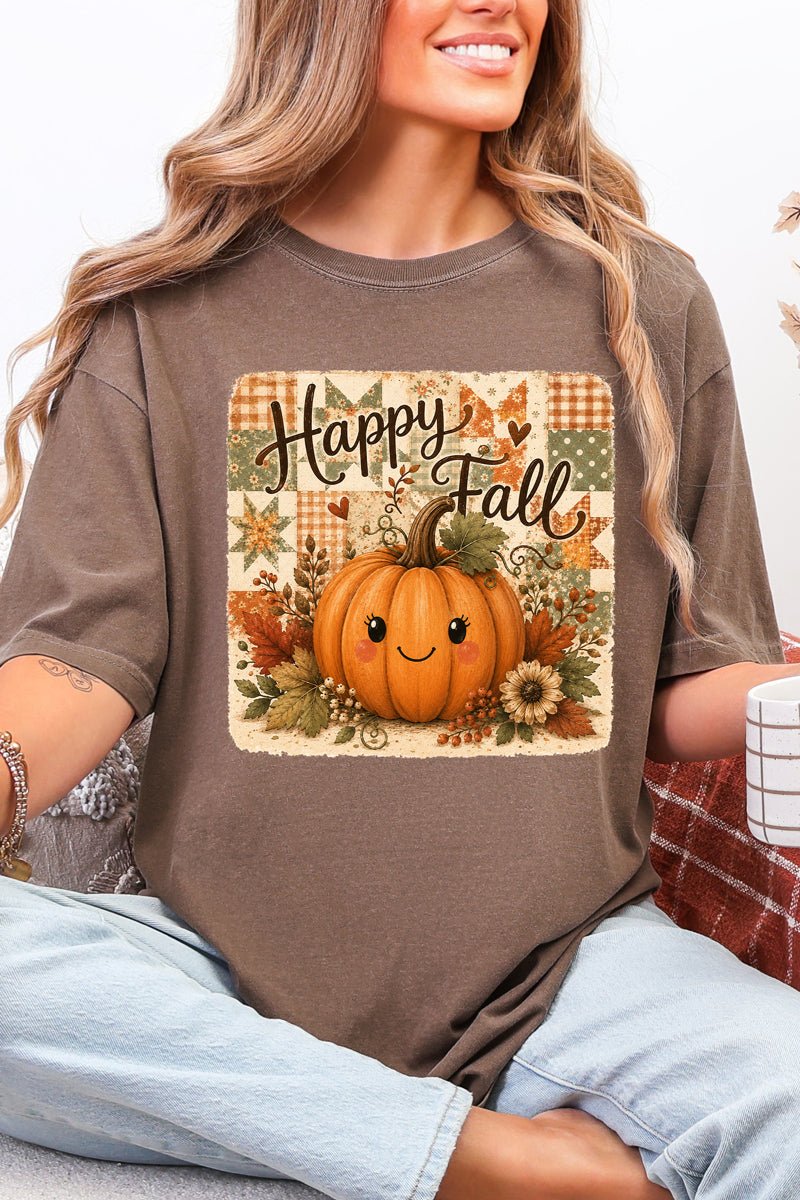 Happy Pumpkin Patchwork Comfort Colors Adult Ring-Spun Cotton Tee - Wholesale Accessory Market