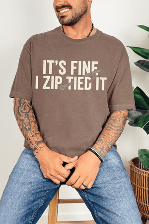 It's Fine I Zip Tied It Comfort Colors Adult Ring - Spun Cotton Tee - Wholesale Accessory Market