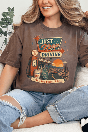 Just Keep Driving Comfort Colors Adult Ring-Spun Cotton Tee - Wholesale Accessory Market