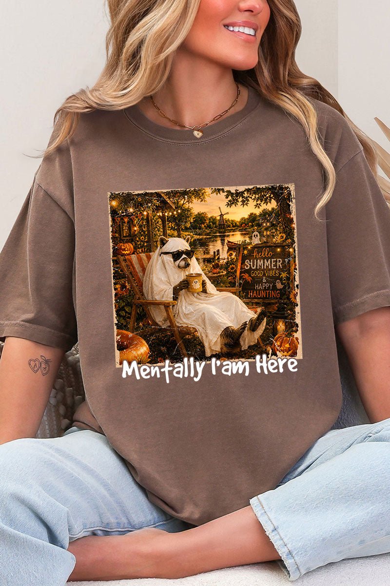 Mentally I Am Here Raccoon Comfort Colors Adult Ring-Spun Cotton Tee - Wholesale Accessory Market