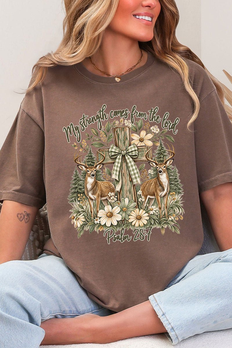 My Strength Woodland Deer Comfort Colors Adult Ring-Spun Cotton Tee - Wholesale Accessory Market
