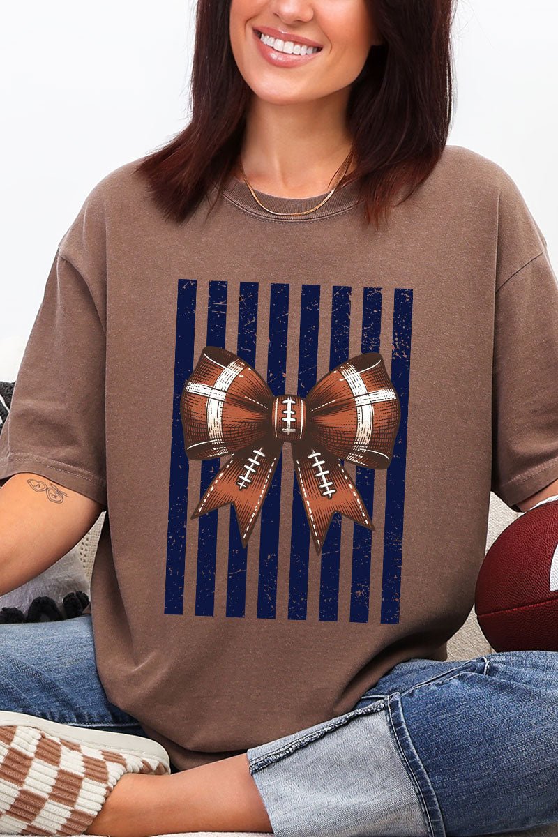 Navy Varsity Bow Comfort Colors Adult Ring-Spun Cotton Tee - Wholesale Accessory Market