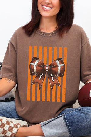 Orange Varsity Bow Comfort Colors Adult Ring-Spun Cotton Tee - Wholesale Accessory Market