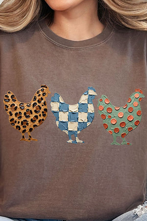 Painted Hen Trio Comfort Colors Adult Ring-Spun Cotton Tee - Wholesale Accessory Market