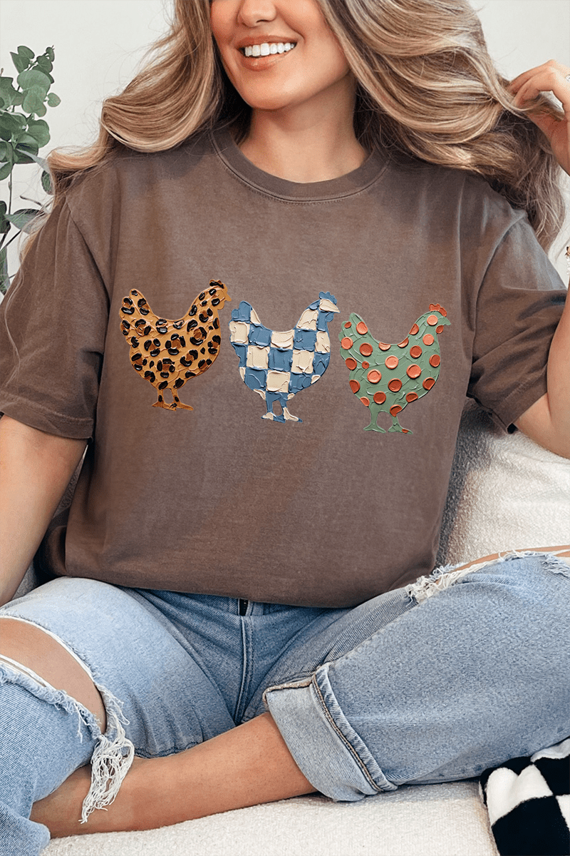 Painted Hen Trio Comfort Colors Adult Ring-Spun Cotton Tee - Wholesale Accessory Market
