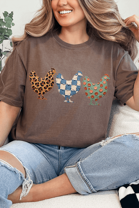 Painted Hen Trio Comfort Colors Adult Ring-Spun Cotton Tee - Wholesale Accessory Market