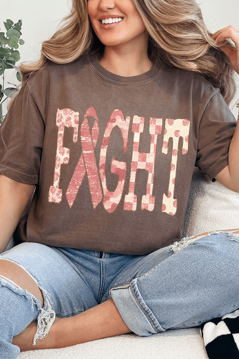 Pink Patterned Fight Comfort Colors Adult Ring-Spun Cotton Tee - Wholesale Accessory Market