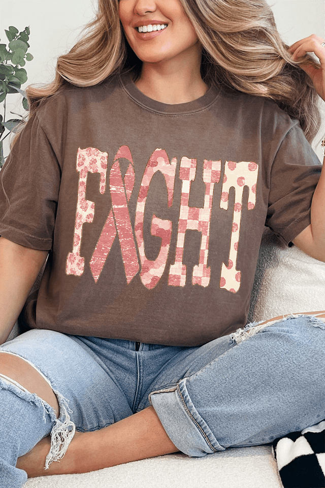 Pink Patterned Fight Comfort Colors Adult Ring-Spun Cotton Tee - Wholesale Accessory Market