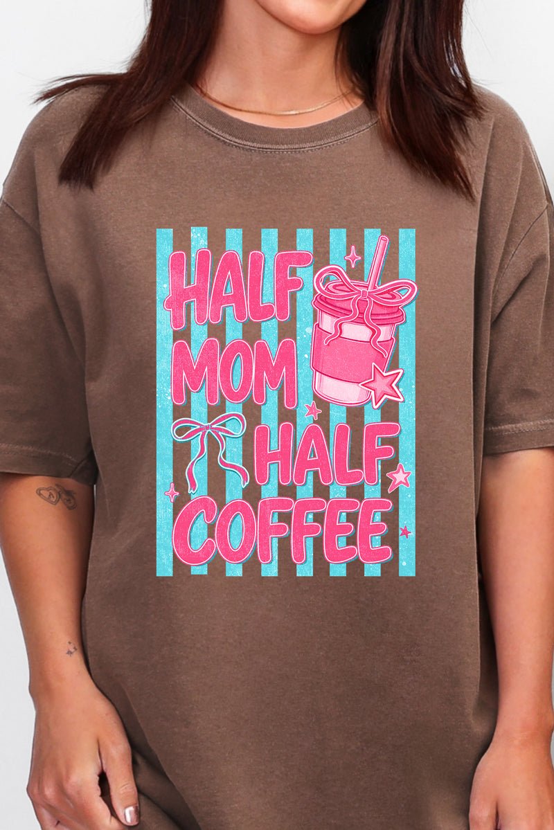 Pink Pop Half Mom Half Coffee Comfort Colors Adult Ring-Spun Cotton Tee - Wholesale Accessory Market