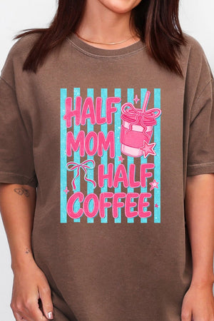 Pink Pop Half Mom Half Coffee Comfort Colors Adult Ring-Spun Cotton Tee - Wholesale Accessory Market