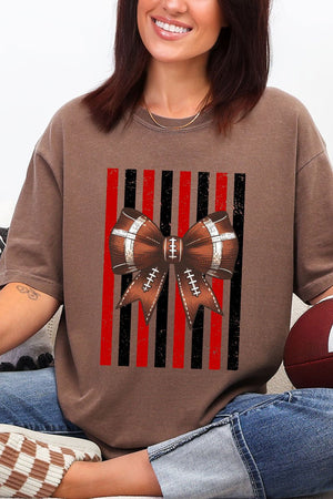 Red & Black Varsity Bow Comfort Colors Adult Ring-Spun Cotton Tee - Wholesale Accessory Market