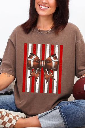 Red & White Varsity Bow Comfort Colors Adult Ring-Spun Cotton Tee - Wholesale Accessory Market
