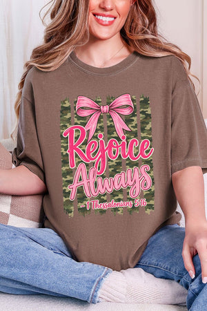 Rejoice Always Girly Camo Comfort Colors Adult Ring-Spun Cotton Tee - Wholesale Accessory Market
