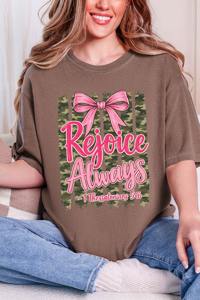 Rejoice Always Girly Camo Comfort Colors Adult Ring-Spun Cotton Tee - Wholesale Accessory Market